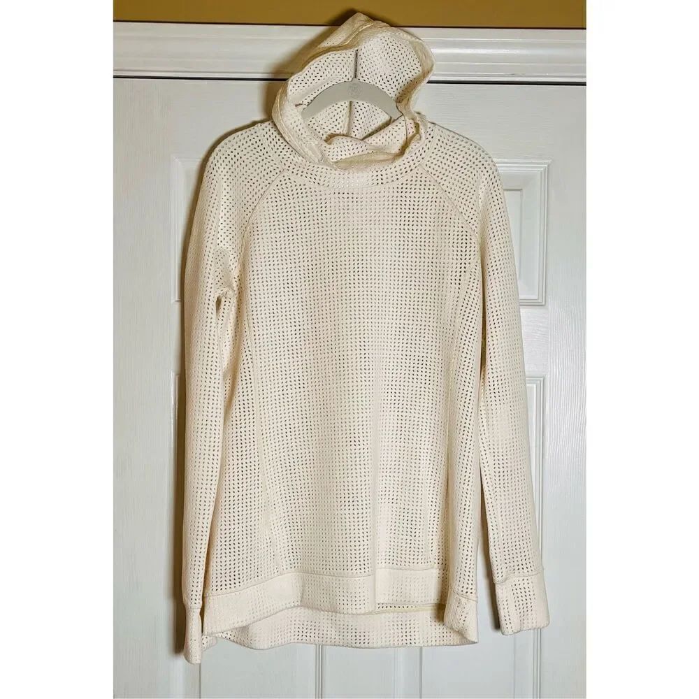 CALIA Limited Edition Perforated Fleuria Hooded Top Ivory Size Large Athletic